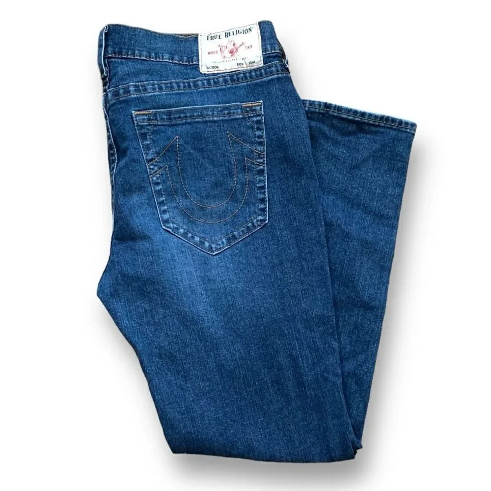 True Religion Geno Jeans Medium Wash Relaxed Slim Cotton Stretch‎ Denim 40